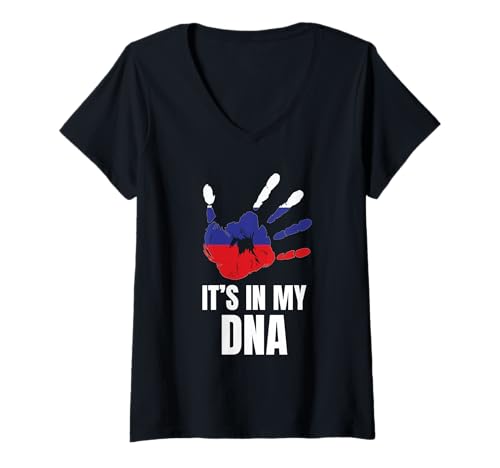 Damen Russland in meiner DNA Die slawische Kulturerbekultur T-Shirt mit V-Ausschnitt Damen Russland in meiner DNA Die slawische Kulturerbekultur T-Shirt mit V-Ausschnitt von Proud Russian Ancestry Family Roots