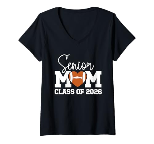 Damen Absolventin der Fußball-Mutter der Klasse 2026 T-Shirt mit V-Ausschnitt Damen Absolventin der Fußball-Mutter der Klasse 2026 T-Shirt mit V-Ausschnitt von Proud Senior Mom Class Of 2026 Football