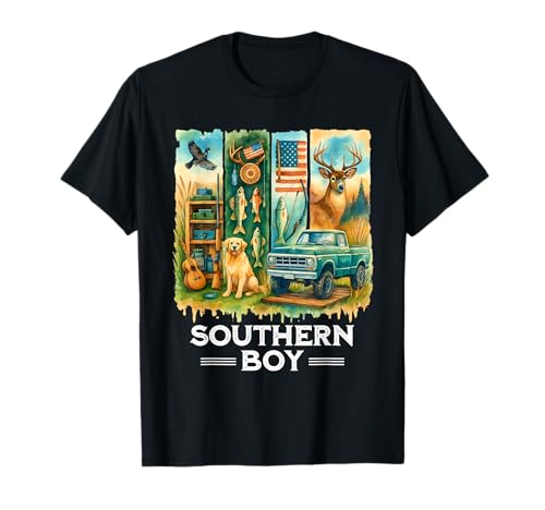 Local Southern Boy Duck Jagd Labrador Camouflage Outdoor T-Shirt von Proud Southern Man Dog Hunting Marsh Scene Gifts