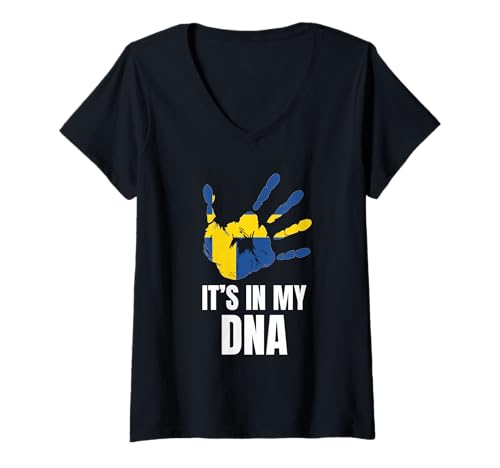 Damen Schweden Es ist in meiner DNA Skandinavisches Erbe T-Shirt mit V-Ausschnitt Damen Schweden Es ist in meiner DNA Skandinavisches Erbe T-Shirt mit V-Ausschnitt von Proud Swedish Roots Family