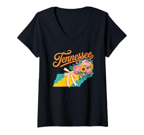 Damen State of Tennessee Feminine Coquette Style for Women, Girls T-Shirt mit V-Ausschnitt Damen State of Tennessee Feminine Coquette Style for Women, Girls T-Shirt mit V-Ausschnitt von Proud Tennesseans State Pride Coquette Apparel