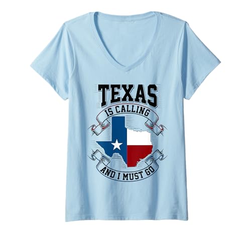 Damen Texas Ruft an und ich muss gehen T-Shirt mit V-Ausschnitt von Proud Texas Pride Dallas Houston Austin Tee Gifts