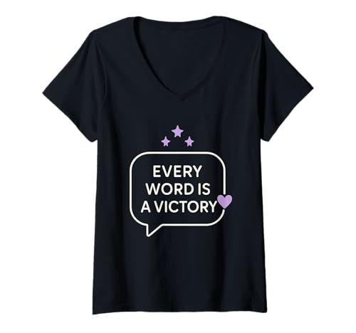 Damen Speech Therapy Mom Nonverbale Child Support Advocate T-Shirt mit V-Ausschnitt von Proud Therapy Parent Milestone SLP Awareness