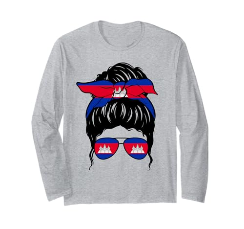 Kambodschanisches Mädchen Kambodscha Kambodschanische Flagge Stolze Kambodschanische Frau Langarmshirt von Proud To Be A Cambodian Girl Apparel Co.