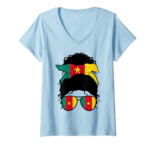 Damen Kamerunisches Mädchen Kamerun Flagge Stolze Kamerunische Frau T-Shirt mit V-Ausschnitt Damen Kamerunisches Mädchen Kamerun Flagge Stolze Kamerunische Frau T-Shirt mit V-Ausschnitt von Proud To Be A Cameroonian Girl Apparel Co.
