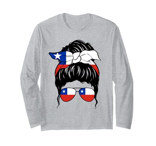 Chilenisches Mädchen, chilenische Flagge, stolze chilenische Frau Langarmshirt von Proud To Be A Chilean Girl Apparel Co.