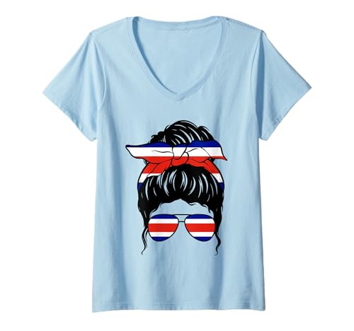 Damen Costaricanisches Mädchen Flagge von Costa Rica Stolze costaricanische Frau T-Shirt mit V-Ausschnitt Damen Costaricanisches Mädchen Flagge von Costa Rica Stolze costaricanische Frau T-Shirt mit V-Ausschnitt von Proud To Be A Costa Rican Girl Apparel Co.