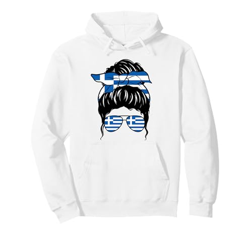 Griechisches Mädchen, griechische Flagge, patriotisch, stolz, Ellinida Pullover Hoodie von Proud To Be A Greek Girl Apparel Co.