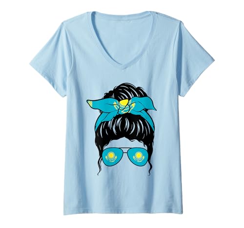 Damen Kasachisches Mädchen Kasachstan Kasachstan Kasachische Flagge Stolze kasachische Frau T-Shirt mit V-Ausschnitt von Proud To Be A Kazakh Girl Apparel Co.