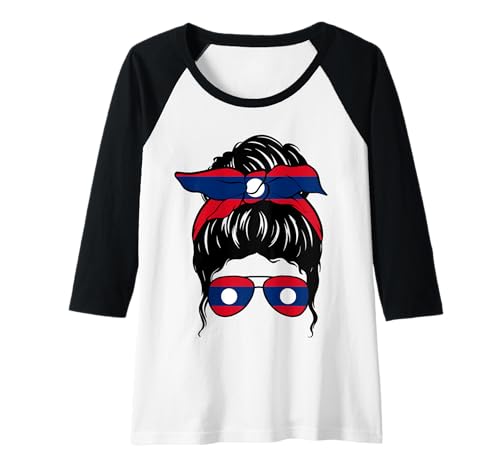 Damen Laotisches Mädchen Laos Laotische Flagge Stolze Laotische Frau Raglan von Proud To Be A Laotian Girl Apparel Co.