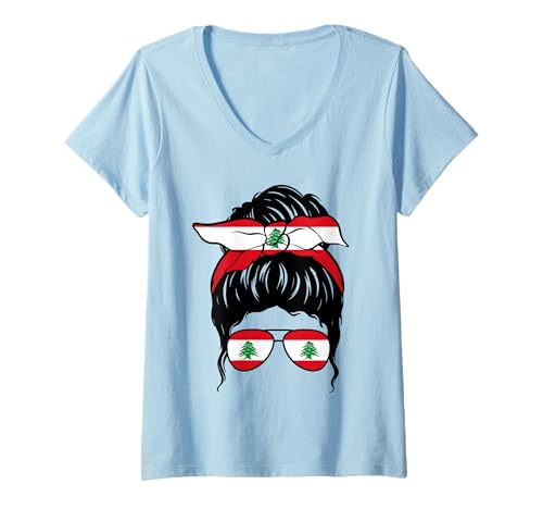 Damen Libanesisches Mädchen, libanesische Flagge, stolze libanesische Frau T-Shirt mit V-Ausschnitt Damen Libanesisches Mädchen, libanesische Flagge, stolze libanesische Frau T-Shirt mit V-Ausschnitt von Proud To Be A Lebanese Girl Apparel Co.