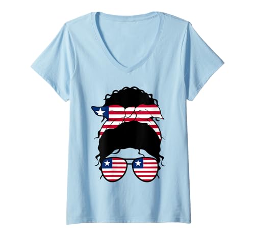 Damen Mädchen Liberia Liberian Flag Proud Liberian Woman T-Shirt mit V-Ausschnitt Damen Mädchen Liberia Liberian Flag Proud Liberian Woman T-Shirt mit V-Ausschnitt von Proud To Be A Liberian Woman Apparel Co.