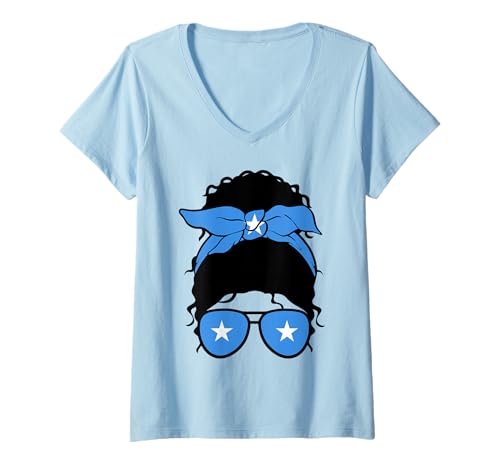 Damen Somalisches Mädchen Somalia Flagge von Somalia Stolze somalische Frau T-Shirt mit V-Ausschnitt von Proud To Be A Somali Girl Apparel Co.