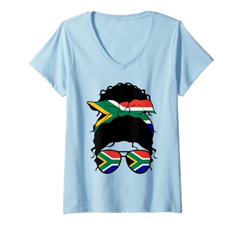 Damen Südafrikanisches Mädchen Südafrika Flagge Stolze Frau T-Shirt mit V-Ausschnitt Damen Südafrikanisches Mädchen Südafrika Flagge Stolze Frau T-Shirt mit V-Ausschnitt von Proud To Be A South African Girl Apparel Co.