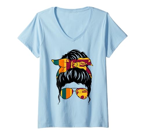 Damen Sri Lanka Girl Sri Lanka Flag Proud Sri Lanka Woman T-Shirt mit V-Ausschnitt von Proud To Be A Sri Lankan Girl Apparel Co.