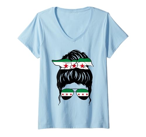 Damen Syrisches Mädchen Syrien Syrische Flagge Stolze Syrische Frau T-Shirt mit V-Ausschnitt Damen Syrisches Mädchen Syrien Syrische Flagge Stolze Syrische Frau T-Shirt mit V-Ausschnitt von Proud To Be A Syrian Girl Apparel Co.