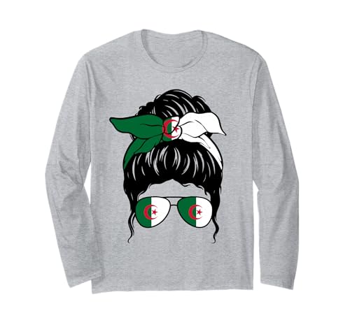 Algerisches Mädchen Algerien Algerische Flagge Stolze algerische Frau Langarmshirt von Proud To Be An Algerian Girl Apparel Co.