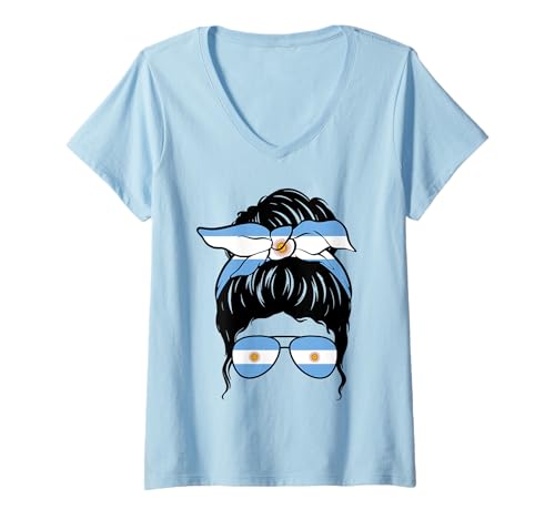 Damen Argentinisches Mädchen Argentinien Flagge Stolze argentinische Frau T-Shirt mit V-Ausschnitt Damen Argentinisches Mädchen Argentinien Flagge Stolze argentinische Frau T-Shirt mit V-Ausschnitt von Proud To Be An Argentinian Girl Apparel Co.