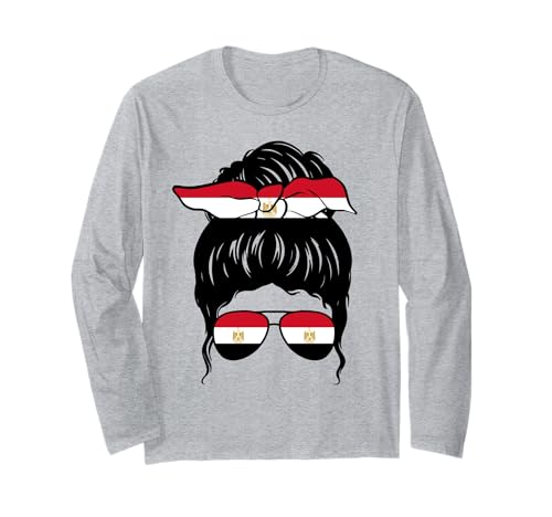 Ägyptisches Mädchen Ägypten Ägyptische Flagge Stol Langarmshirt von Proud To Be An Egyptian Girl Apparel Co.