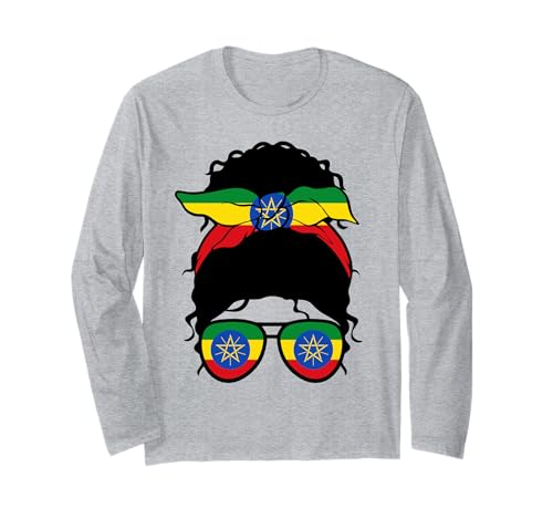 Äthiopisches Mädchen Äthiopien äthiopische Flagge Stolze äthiopische Frau Langarmshirt von Proud To Be An Ethiopian Girl Apparel Co.