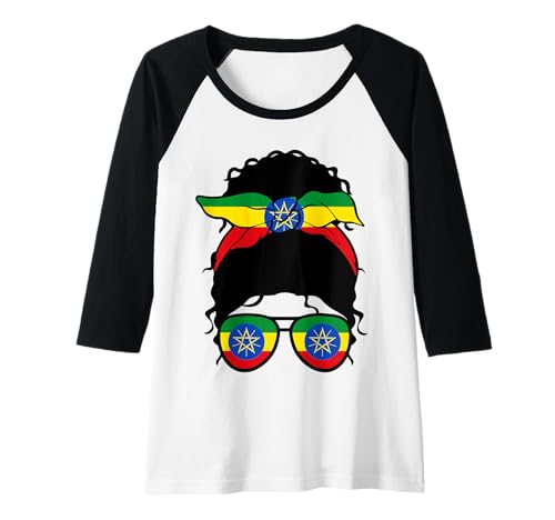 Damen Äthiopisches Mädchen Äthiopien äthiopische Flagge Stolze äthiopische Frau Raglan von Proud To Be An Ethiopian Girl Apparel Co.