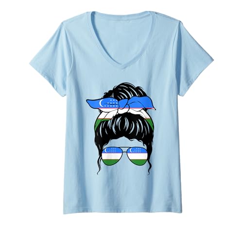 Damen Usbekisches Mädchen Usbekische Flagge Usbekische Flagge Stolze Usbekische Frau T-Shirt mit V-Ausschnitt Damen Usbekisches Mädchen Usbekische Flagge Usbekische Flagge Stolze Usbekische Frau T-Shirt mit V-Ausschnitt von Proud To Be An Uzbek Girl Apparel Co.
