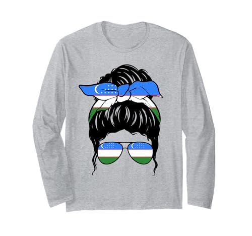 Usbekisches Mädchen Usbekische Flagge Usbekische Flagge Stolze Usbekische Frau Langarmshirt Usbekisches Mädchen Usbekische Flagge Usbekische Flagge Stolze Usbekische Frau Langarmshirt von Proud To Be An Uzbek Girl Apparel Co.