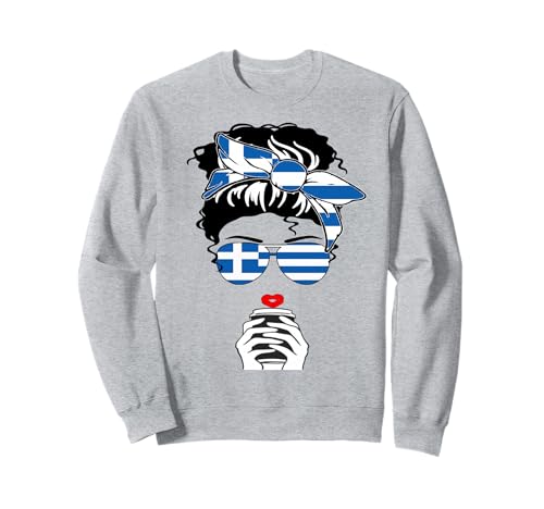 Griechischer Kaffee Mama Mama Mädchen Griechenland Flagge Grafik Griechischer Stil Sweatshirt von Proud To Be Greek Lovely Greek Graphic Flag Tee