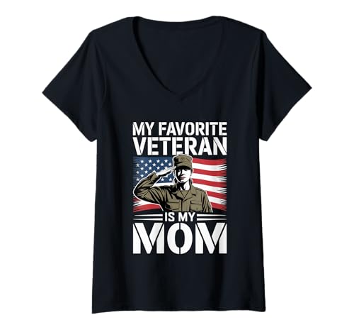 Damen Veterans Day Mein Lieblingsveteran ist der Veterans Day meiner Mutter T-Shirt mit V-Ausschnitt von Proud Veteran Family
