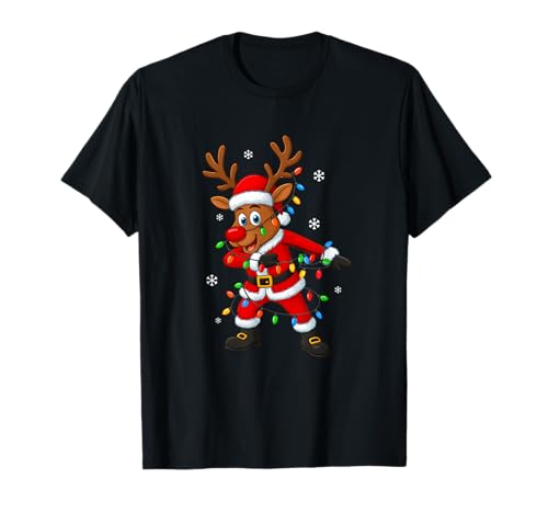 Weihnachten Jungen Flossing Rentier Mädchen Lustig Xmas Dab Cute T-Shirt von Proud Vintage 60's 70's 80's 90's Retro Gifts