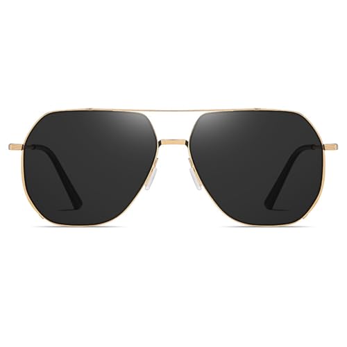 ProudDemon Square Hexagon Polarized Sunglasses for Men Women Vintage Shades UV400 Classic Nylon Lens Chic Metal Frame Sun Glasses von ProudDemon