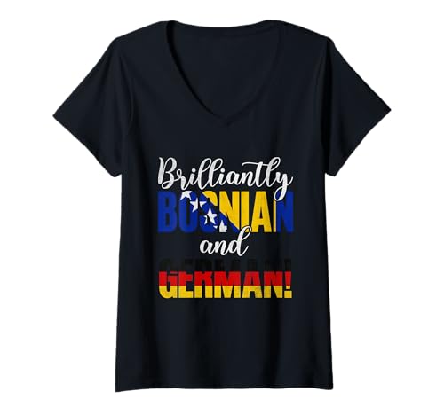 Damen Brillant bosnische und deutsche gemischte Nationalitäten T-Shirt mit V-Ausschnitt von Proudly Mixed Nationalities Expression