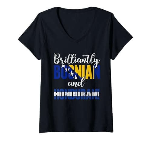 Damen Brillant bosnische und honduranische gemischte Nationalitäten T-Shirt mit V-Ausschnitt Damen Brillant bosnische und honduranische gemischte Nationalitäten T-Shirt mit V-Ausschnitt von Proudly Mixed Nationalities Fusion Heritage