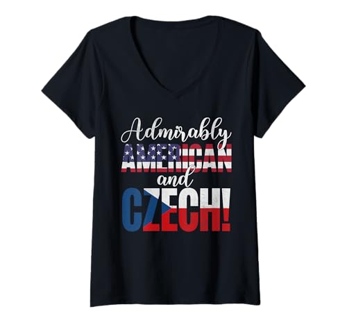 Damen Bewundernswert amerikanische und tschechische gemischte Nationalitäten T-Shirt mit V-Ausschnitt von Proudly Mixed Nationalities Heritage