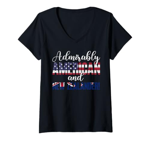 Damen Bewundernswert amerikanische und neuseeländische gemischte Nationalitäten T-Shirt mit V-Ausschnitt Damen Bewundernswert amerikanische und neuseeländische gemischte Nationalitäten T-Shirt mit V-Ausschnitt von Proudly Mixed Nationalities Identity Harmony
