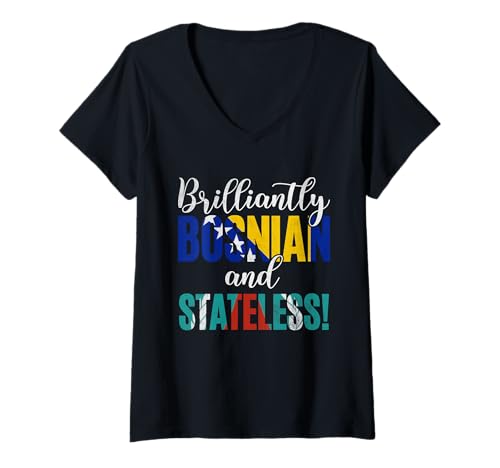 Damen Brillant bosnische und staatenlose gemischte Nationalitäten T-Shirt mit V-Ausschnitt von Proudly Mixed Nationalities Identity