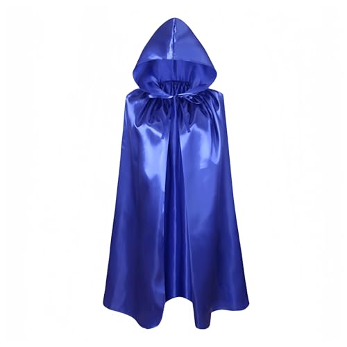 Proumhang Blau Kapuzen Umhang Kinder Kapuzen Mantel Robe Cloak Hexen Umhang Vampire Umhang Teufels Mantel Sensenmann Umhang für Jungen Mädchen Halloween Maskerade Weihnachten Cosplay 100cm von Proumhang