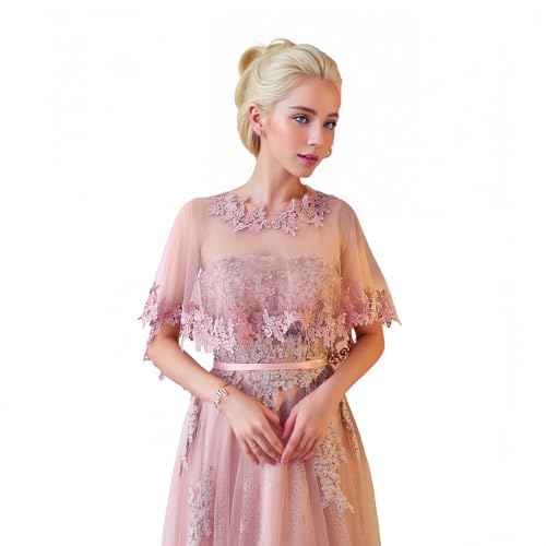 Proumhang Damen Hochzeits Chiffon Schals und Tücher Hochzeitsschleier Umhänge Braut- und Brautjungfern-Accessoires für Abschlussbälle & Partys Chiffon Stola Schals und Capes Einheitsgröße Dunkelrosa von Proumhang