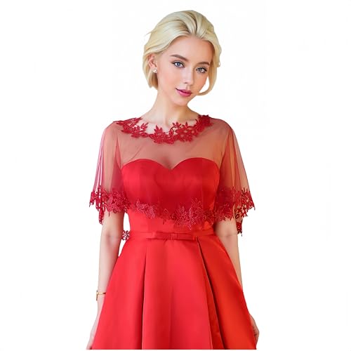 Proumhang Damen Hochzeits Chiffon Schals und Tücher Hochzeitsschleier Umhänge Braut- und Brautjungfern-Accessoires für Abschlussbälle & Partys Chiffon Stola Schals und Capes Einheitsgröße Weinrot von Proumhang