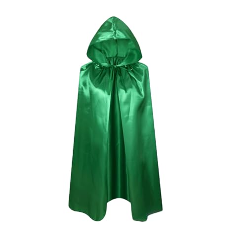 Proumhang Grün Kapuzen Umhang Kinder Kapuzen Mantel Robe Cloak Hexen Umhang Vampire Umhang Teufels Mantel Sensenmann Umhang für Jungen Mädchen Halloween Maskerade Weihnachten Cosplay 100cm von Proumhang