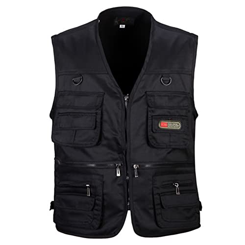 Proumhang Herren Multi Pocketed Weste Weste Jacke Top für Angeln Jagen Wandern Gilet Weste Schwarz 4XL von Proumhang