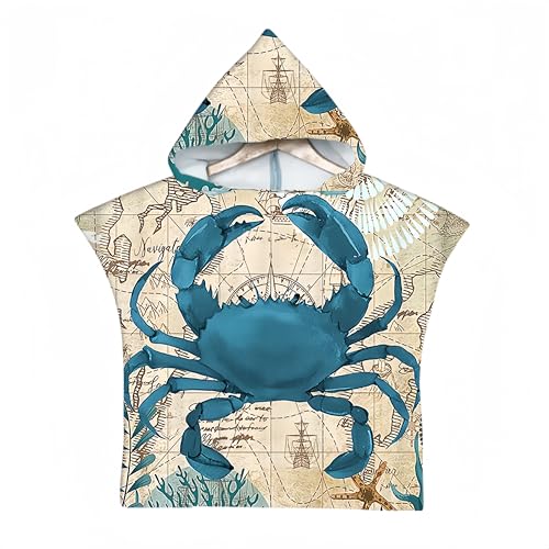 Proumhang Kinder Surf Poncho Badeponcho Mikrofaser Bademantel Strandtuch Frottee Wechselmantel Wassersport Poncho Mädchen Jungen 60 cm x 75 cm von Proumhang