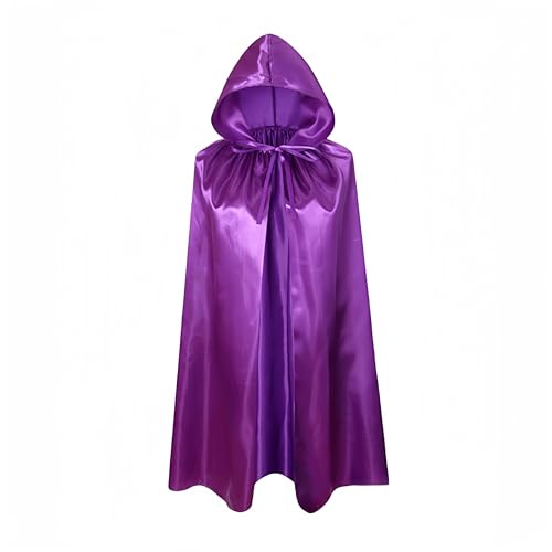 Proumhang Lila Kapuzen Umhang Kinder Kapuzen Mantel Robe Cloak Hexen Umhang Vampire Umhang Teufels Mantel Sensenmann Umhang für Jungen Mädchen Halloween Maskerade Weihnachten Cosplay 80cm von Proumhang