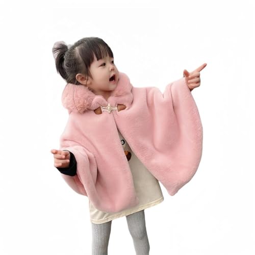 Proumhang Mädchen Kapuzen Cape Umhang,Winter Warm Outdoor Schal Poncho,Kapuzenmantel Jacke,Prinzessin Capelet Wrap,Baby Kinder Kleinkinder Kleinkinder Schneeanzug Oberbekleidung,Rosa,80 von Proumhang