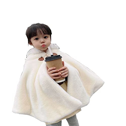 Proumhang Mädchen Kapuzen Cape Umhang,Winter Warm Outdoor Schal Poncho,Kapuzenmantel Jacke,Prinzessin Capelet Wrap,Baby Kinder Kleinkinder Kleinkinder Schneeanzug Oberbekleidung,Weiß,100 von Proumhang