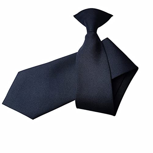 Proumhang Solide Krawatte für Männer,Uniform Clip-On Krawatte mit Knopflöchern,Einheitsgröße für Unisex Erwachsene 51cm Marineblau von Proumhang