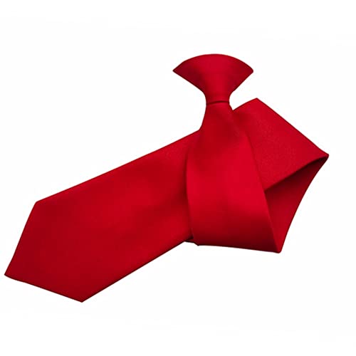 Proumhang Solide Krawatte für Männer,Uniform Clip-On Krawatte mit Knopflöchern,Einheitsgröße für Unisex Erwachsene 51cm Rot von Proumhang