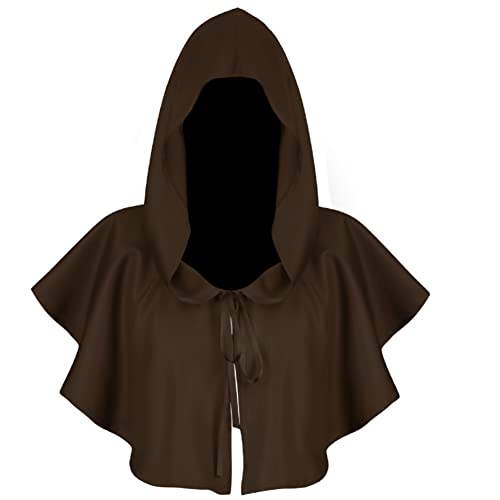 Proumhang Umhang mit Kapuze Halloween,Mittelalter Gothic Cape,Unisex,Einheitsgröße,Kaffee von Proumhang