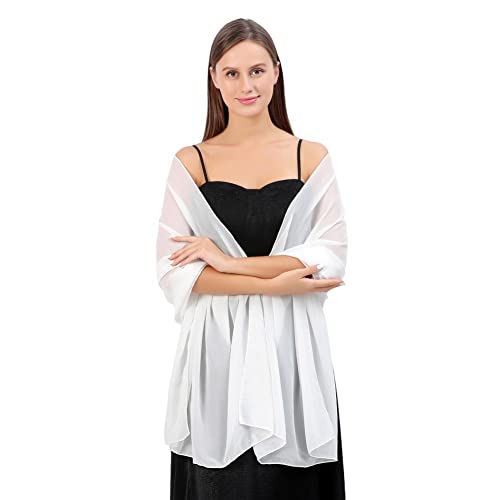 Proumhang Weiche Chiffon Tücher Schals Wraps für Braut Brautjungfer Hochzeit Party Abendkleid und besonderen Anlass Kleider Elegante Seidenschals für Mädchen Frauen 70cm x 200cm Beige von Proumhang