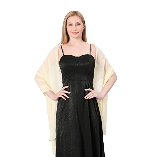 Proumhang Weiche Chiffon Tücher Schals Wraps für Braut Brautjungfer Hochzeit Party Abendkleid und besonderen Anlass Kleider Elegante Seidenschals für Mädchen Frauen 70cm x 200cm Hellgelb von Proumhang
